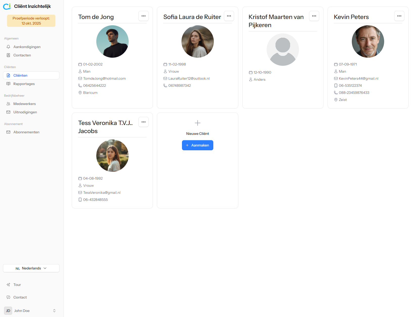 Dashboard Cliënt Inzichtelijk